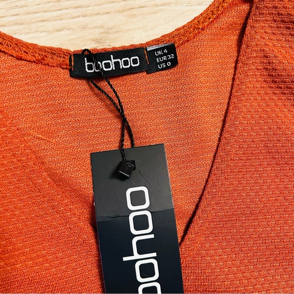 Boohoo Petite Mara Crop & Flared/BellBottom Trouser Co-ord | Size 0 | NWT | Rust - Picture 6 of 12